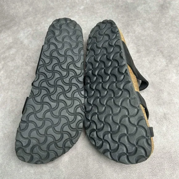 Birkenstock Mayari Womens 7 Sandals Slip On Strappy Black Leather Toe Loop EU 38 - Picture 8 of 9